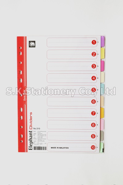 กระดาษอินเด็กซ์ A4 10 สี ช้าง No.310