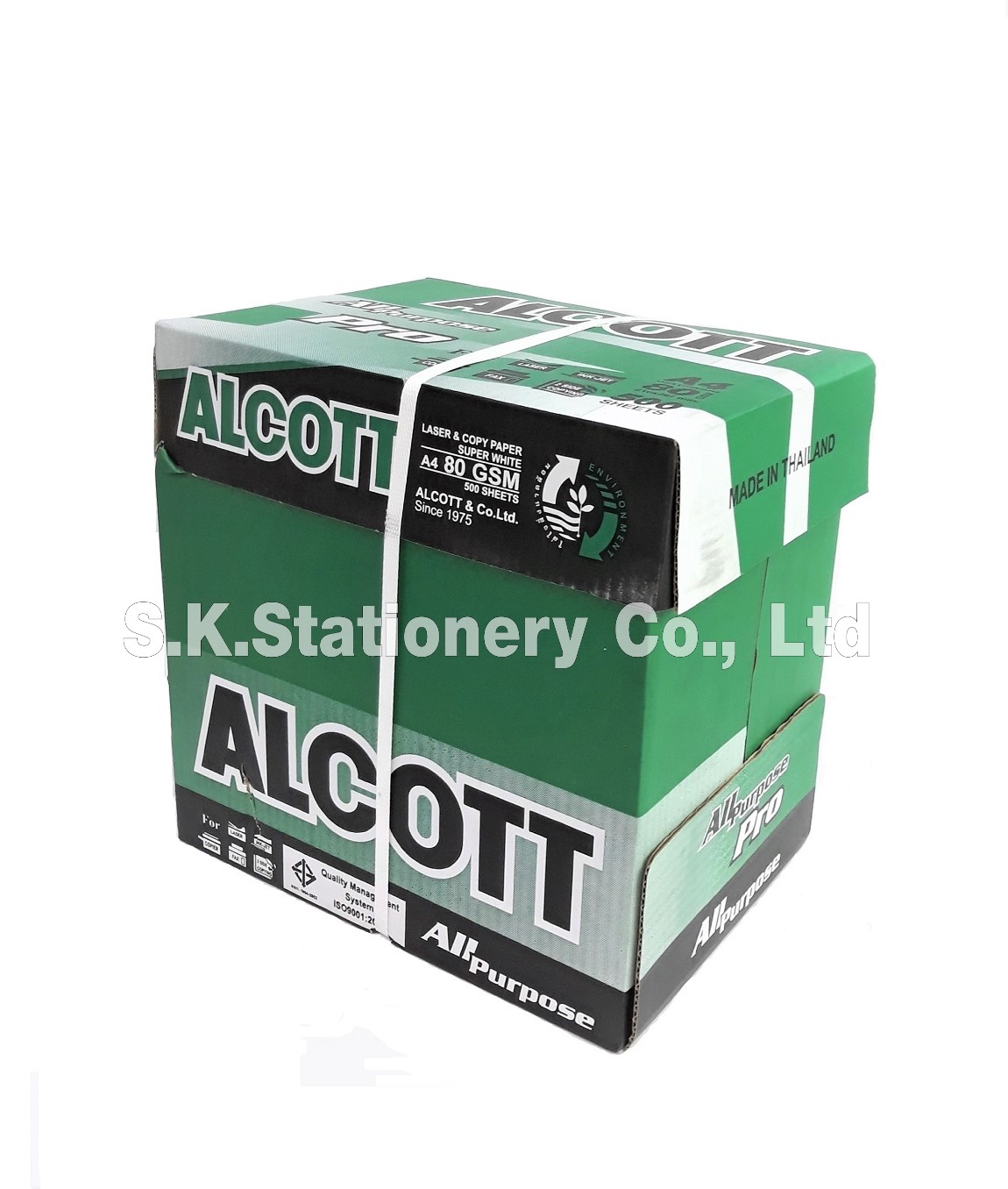กระดาษถ่ายเอกสาร 80g A4 ALCOTT กล่องเขียว