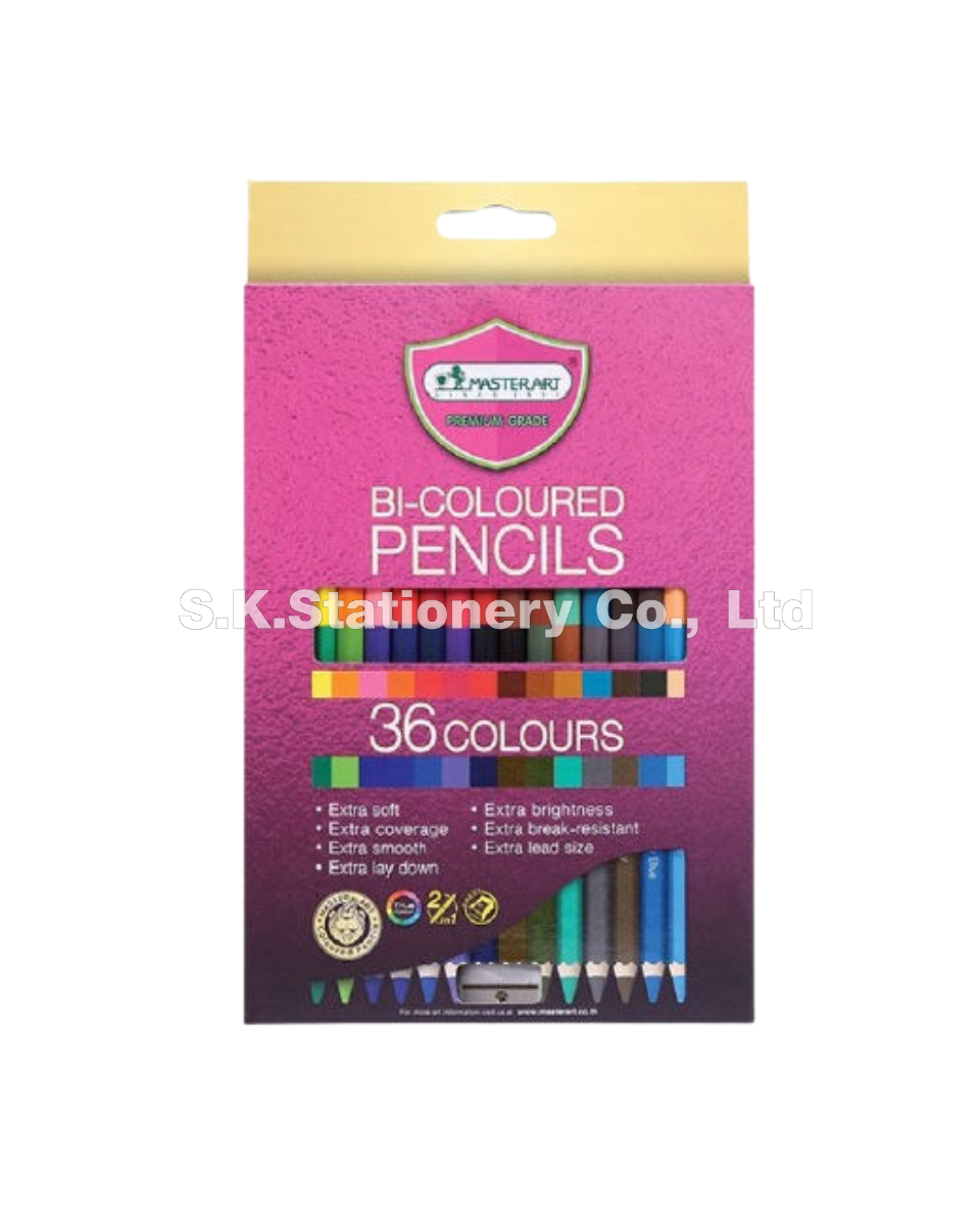 สีไม้ 2หัว 18แท่ง 36สี มาสเตอร์อาร์ต